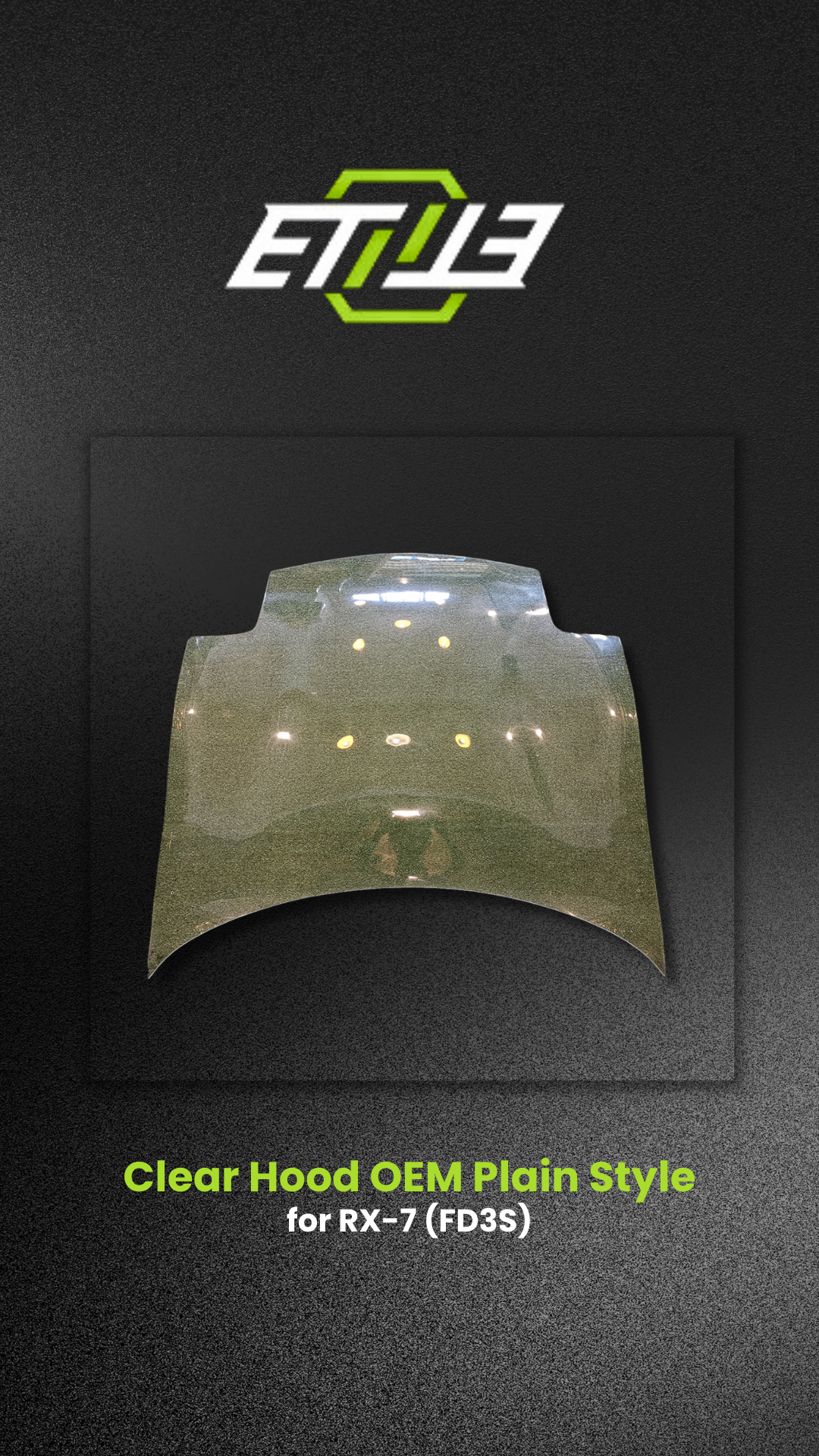 Mazda RX-7 (FD3S) Clear Carbon Fiber OEM-Style Hood