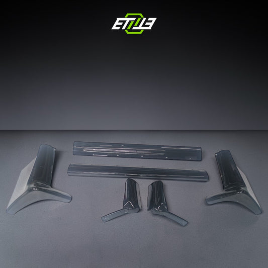 R32 N1 style side skirt add-on — carbon fiber weave detail, ETi