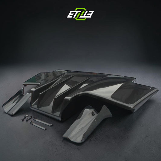 R32 Top Secret style rear diffuser — carbon fiber, side diffuser detail, ETi