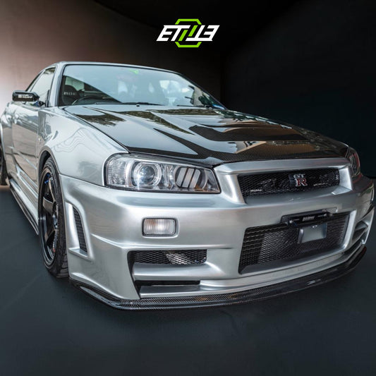 R34 GTR OEM Style Front Bumper Nismo Style Bottom Lip with Undertray | SKU: R34-CF-31 | ID: 10658245214489 | Shopifydevstudio