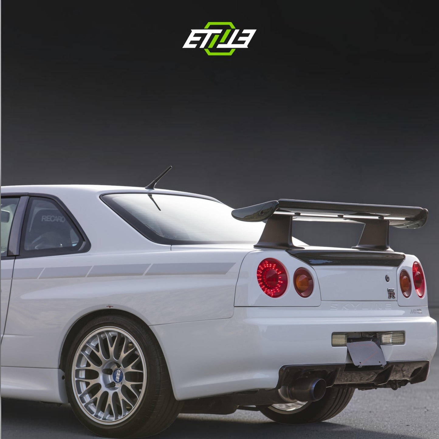 R34 GTT GTR Mine’s Style Rear Trunk Spoiler Duckbill | SKU: R34-CF-13 | ID: 10658244624665 | Shopifydevstudio