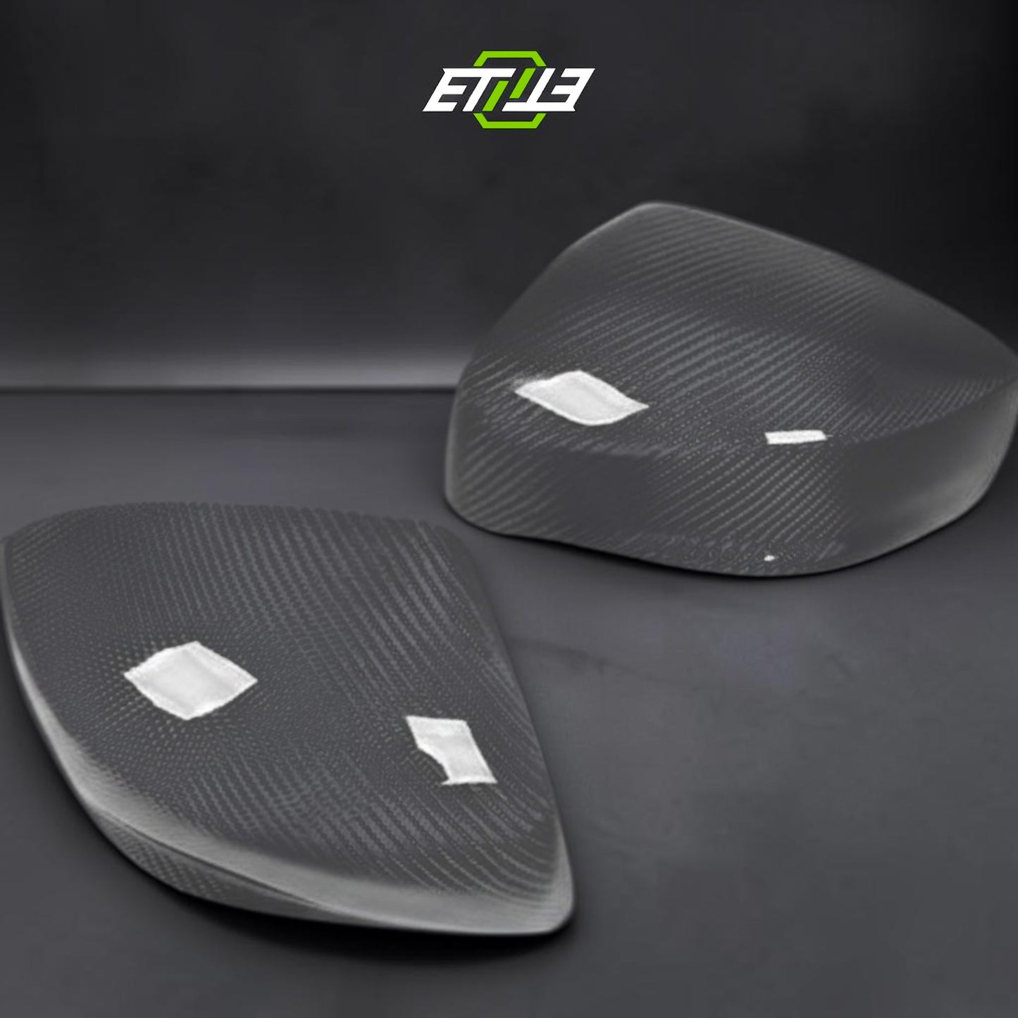 R35 side mirror covers — bespoke carbon pair, ETi