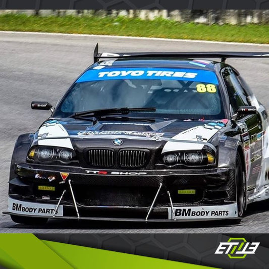 ETi BMW E46 Front Bumper Canards β Carbon Fiber / Dry Carbon - Elite Ti