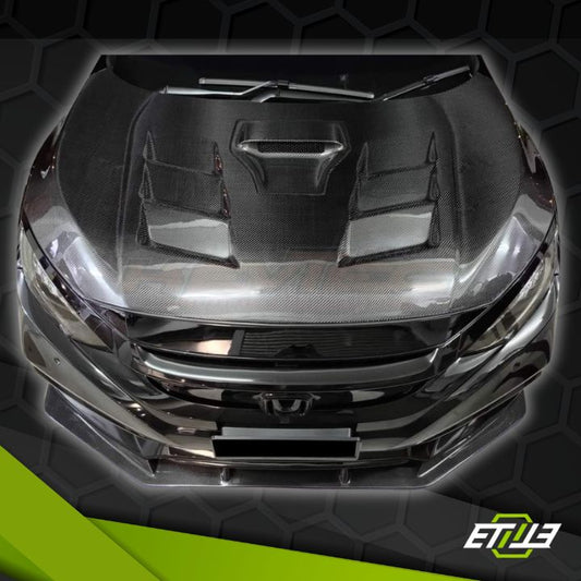 ETi Honda FC/FK V Shape Vented Style Hood - Elite Ti