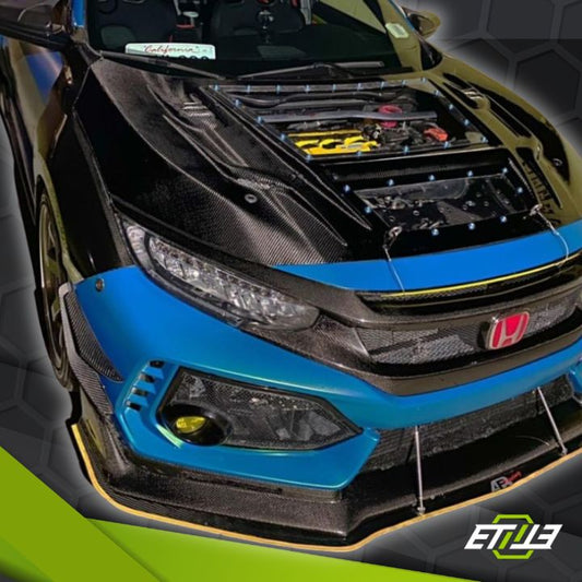 ETi Honda FK Carbon Fiber X Clear Hybrid V3 Hood - Elite Ti