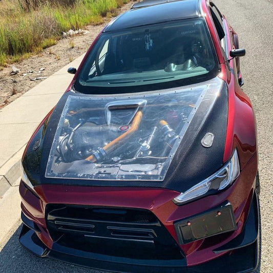 ETi Mitsubishi Evo X Carbon Fiber X Clear Hood - Elite Ti