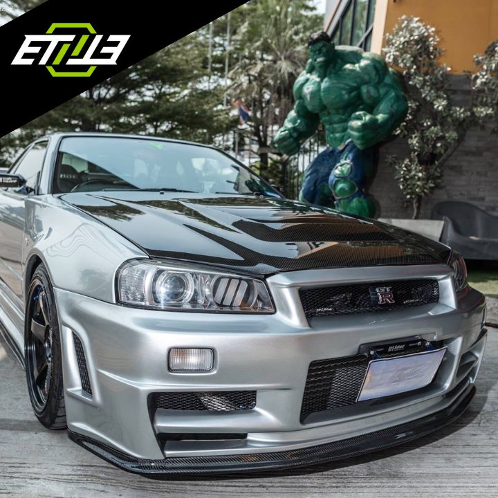 Nissan Skyline R34 GTR Z Tune Style CF/DryCarbon Vented Hood - Elite Ti