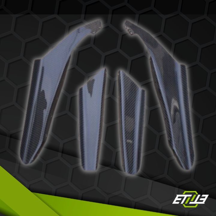 R34 GT-R OEM-style front bumper 4-piece canard set — bespoke carbon, detail, ETi