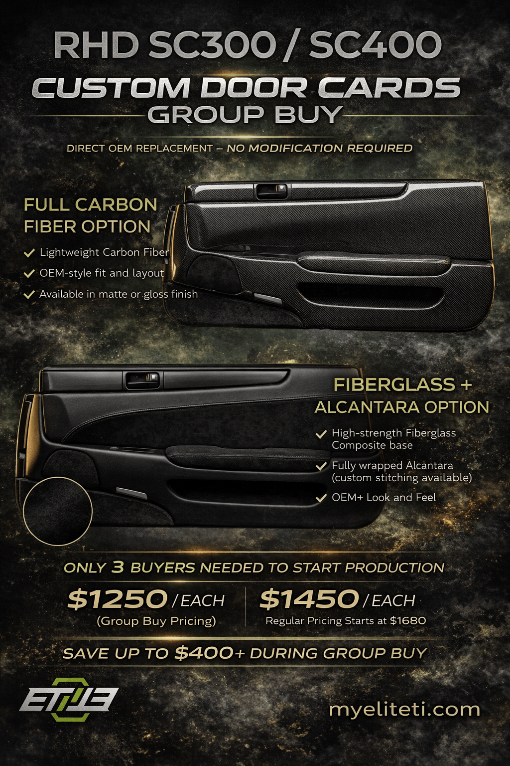 SC300/SC400 Door Cards - Elite Ti