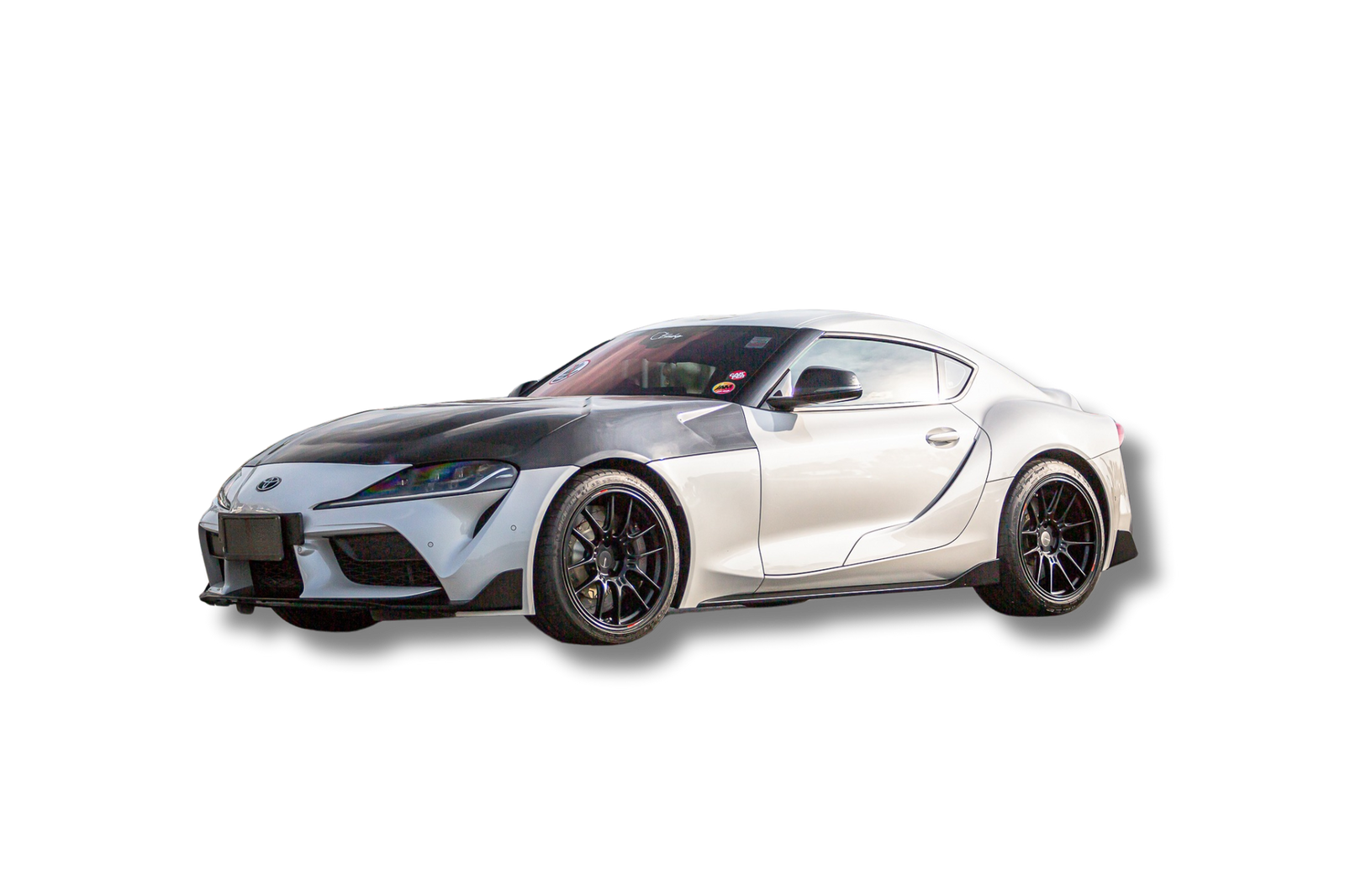 A90 Toyota Supra with carbon fiber hood installed