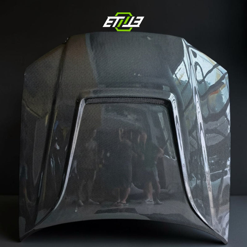 ETi carbon fiber hood for the R34 GT-R in gloss finish, studio shot