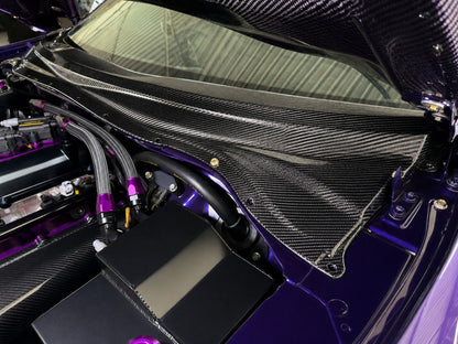 Close-up of ETi Toyota Supra MK4 JZA80 CFD-developed carbon cowl installed