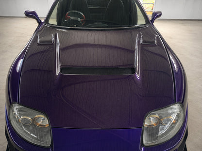 Purple Toyota Supra MK4 with ETi CFD-developed carbon cowl and carbon bodywork