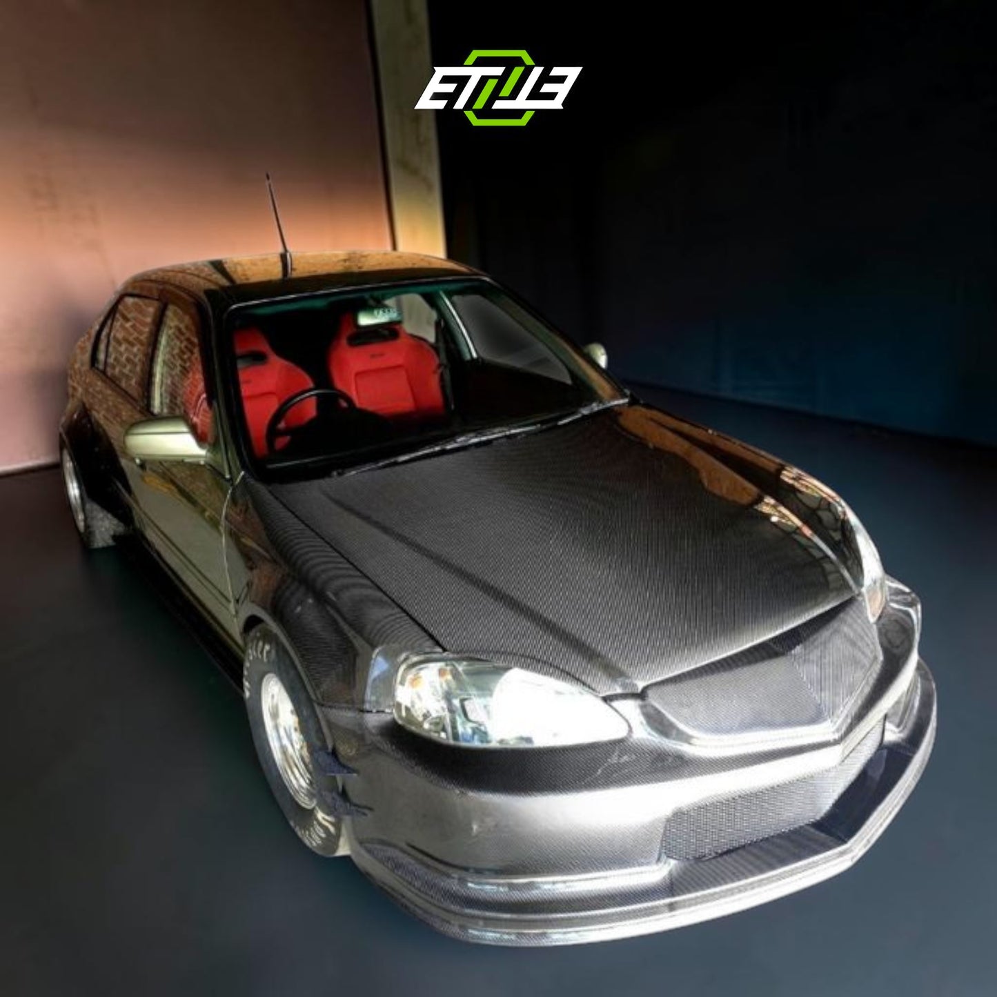 ETi Honda Civic EK 2/4-Door Carbon Fiber Drag Stance Front Bumper | Shopifydevstudio