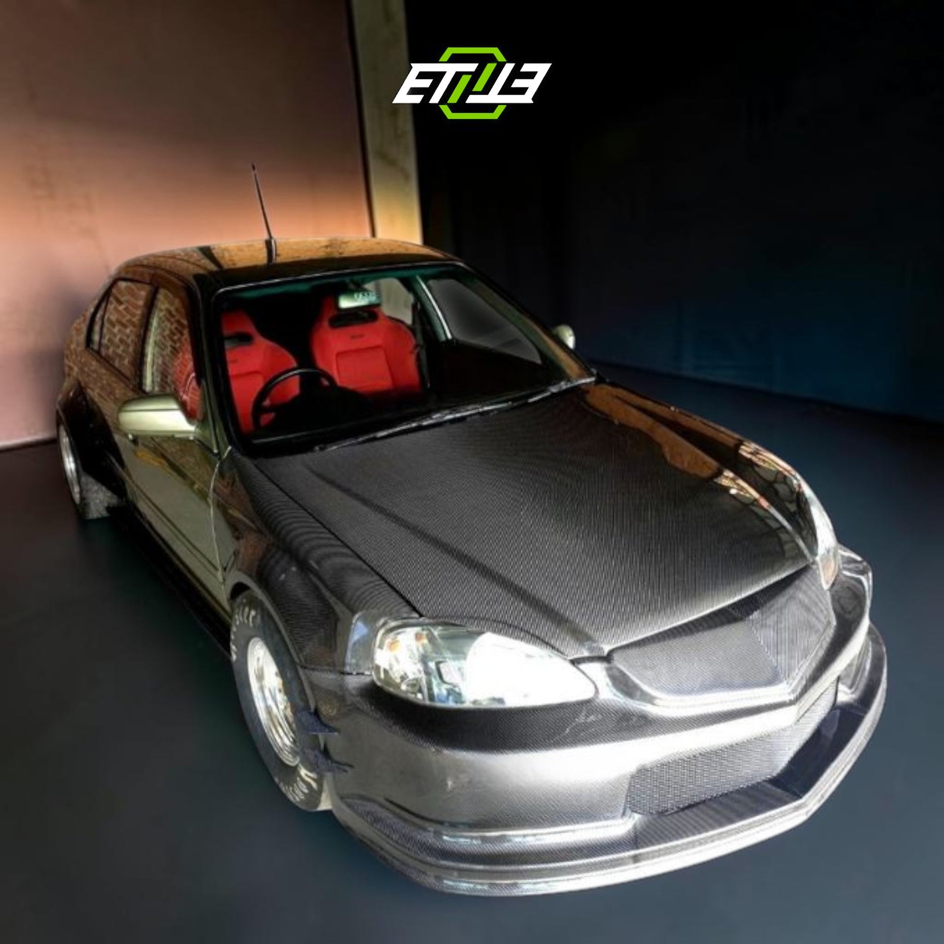ETi Honda Civic EK 2/4-Door Carbon Fiber Drag Stance Front Bumper | Shopifydevstudio