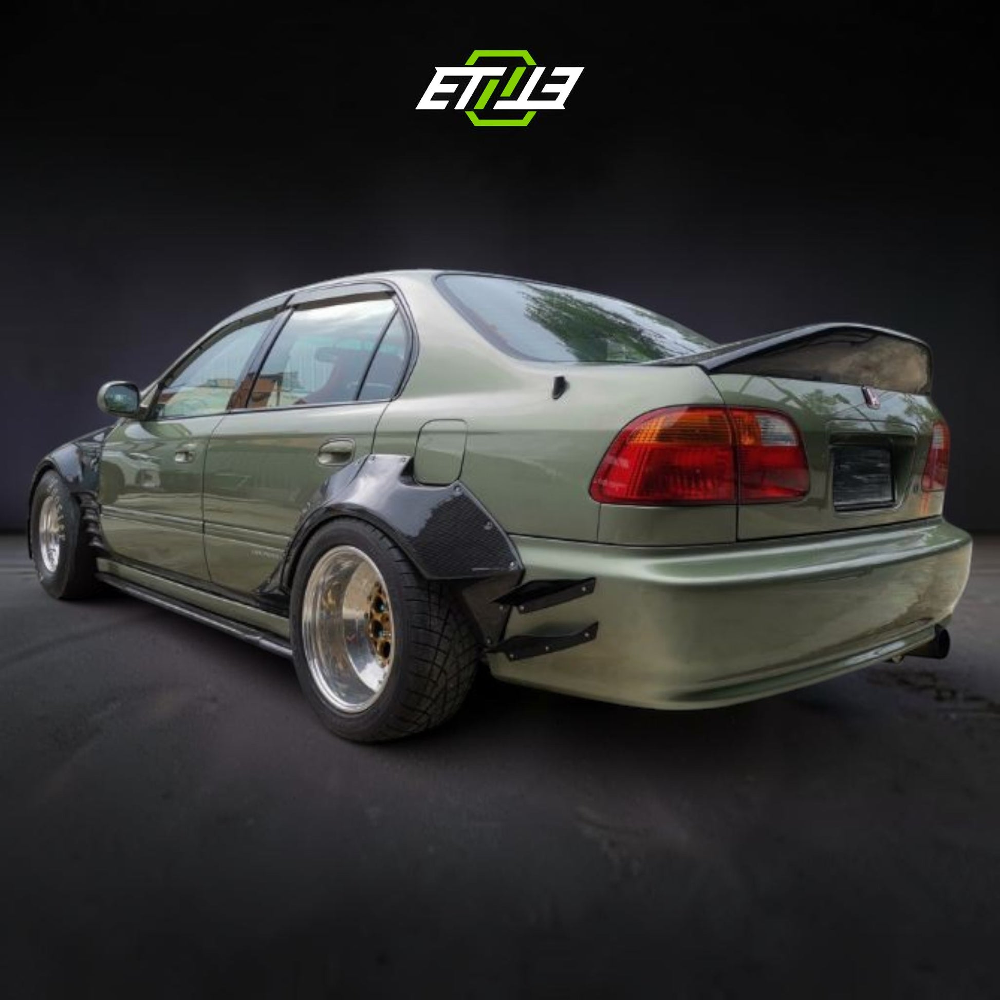 ETi Honda Civic EK 4-Door Drag Stance Carbon Fiber Duckbill Spoiler | Shopifydevstudio