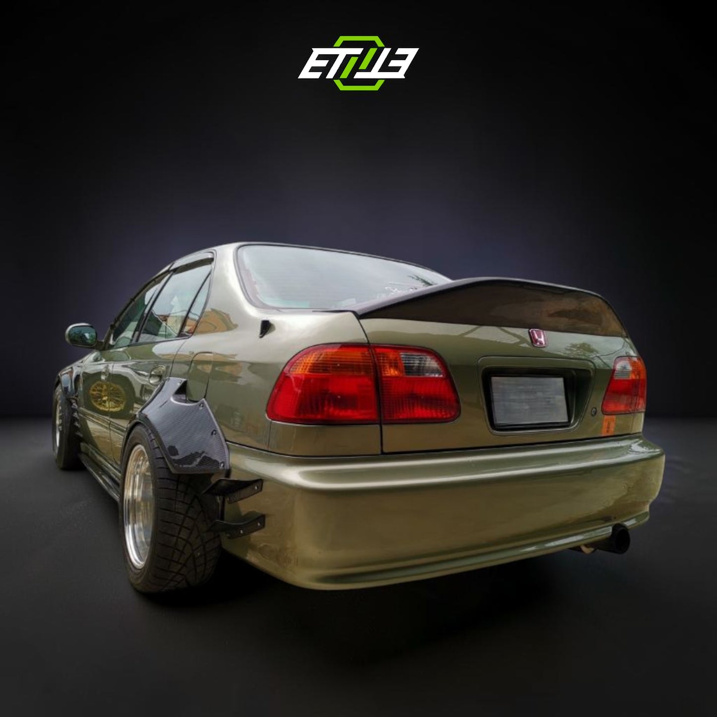 ETi Honda Civic EK 4-Door Drag Stance Wide Carbon Fiber Rear Fender Flares | Shopifydevstudio
