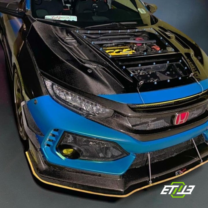 ETi Honda FK Carbon Fiber X Clear Hybrid V3 Hood | Shopifydevstudio