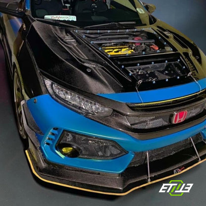ETi Honda FK Carbon Fiber X Clear Hybrid V3 Hood | Shopifydevstudio