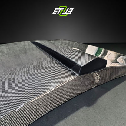 R32 Drag Style hood — carbon fiber, front view, ETi