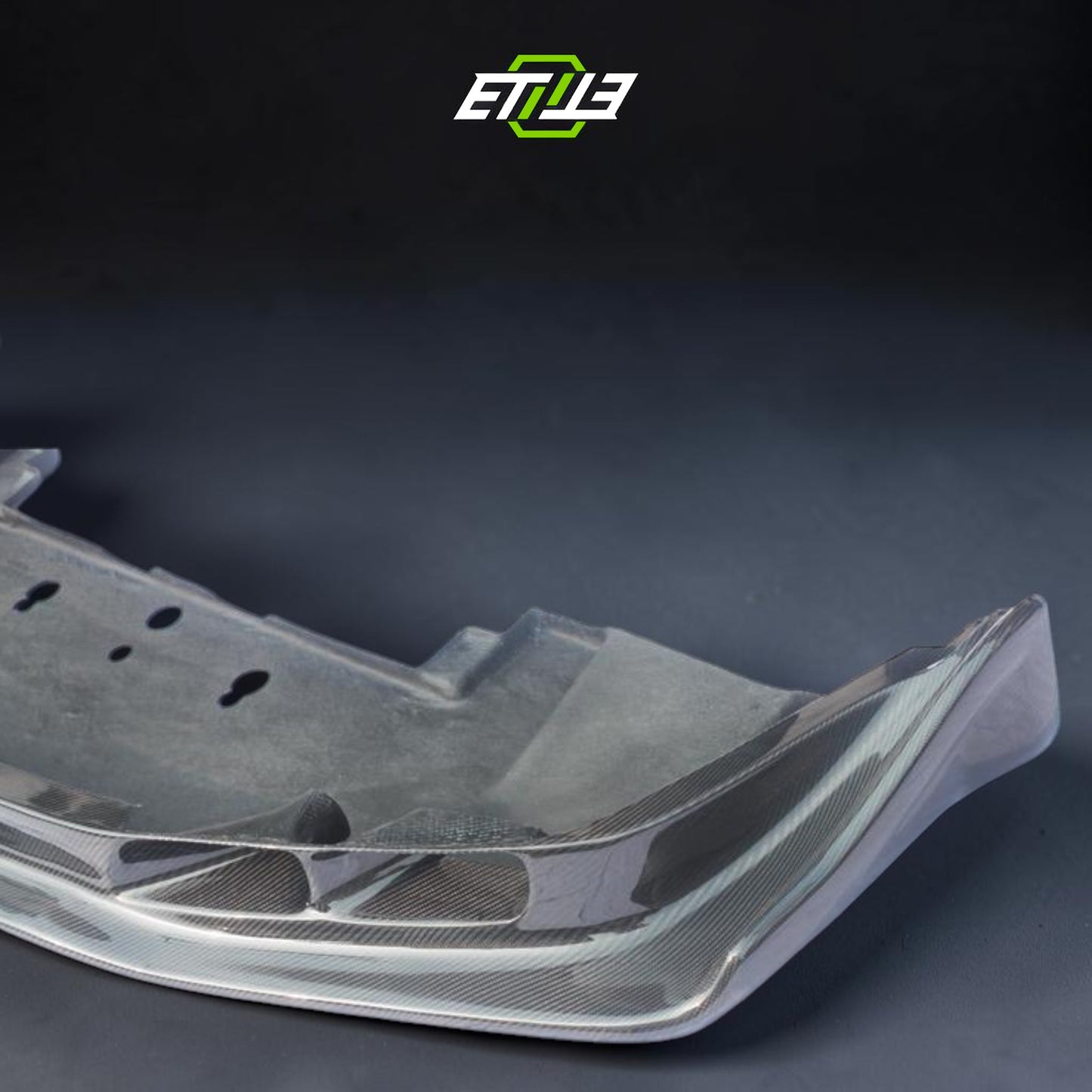 R34 front splitter with undertray — bespoke carbon, side profile, ETi