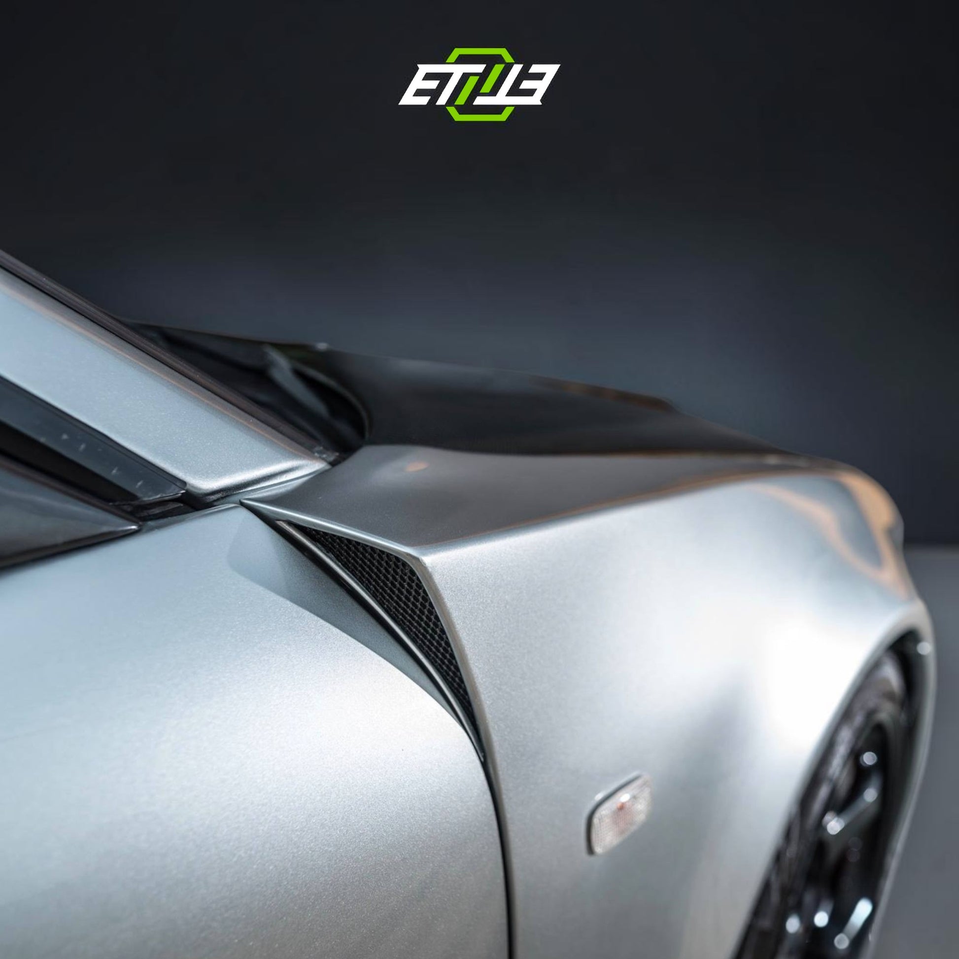 R34 Z-Tune style front fenders — bespoke carbon, fitted on car, ETi