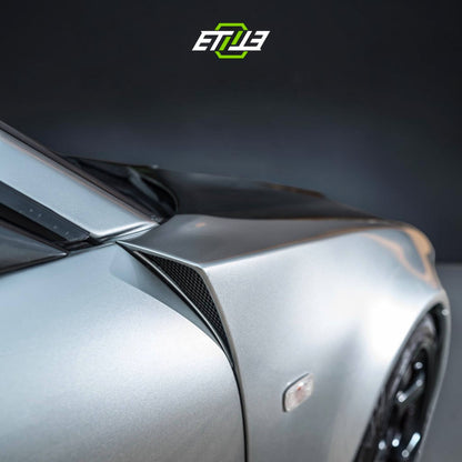 R34 Z-Tune style front fenders — bespoke carbon, fitted on car, ETi