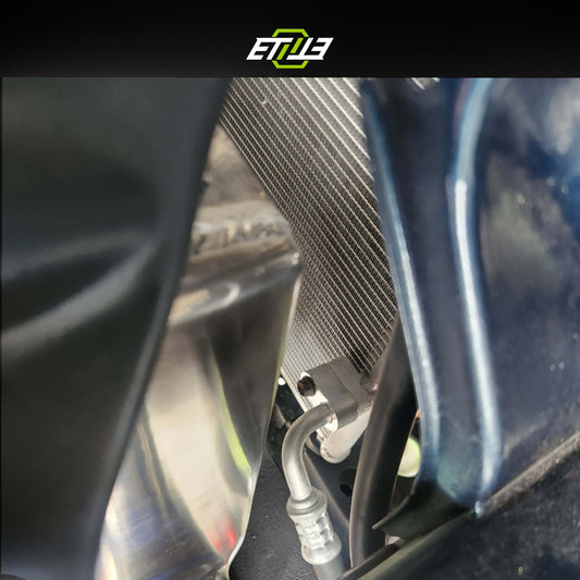 ETi tucked A/C kit installed in a Toyota Supra MK4 engine bay, RHD reference photo