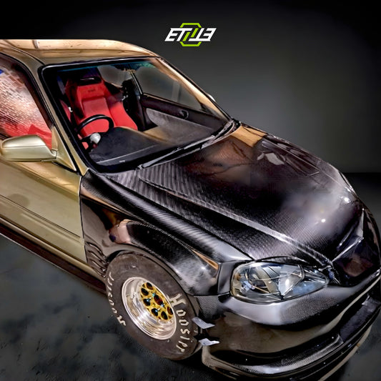 Honda Civic EK 2/4-Door Drag Stance Carbon Fiber Hood