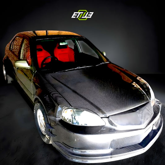 Honda Civic EK 2/4-Door Drag Stance Carbon Fiber Hood