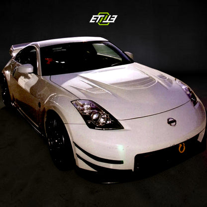 Nissan 350Z MC MCR Style Carbon Fiber Hood | SKU: ETI-HN01087-CF | ID: 10658250752281 | Shopifydevstudio