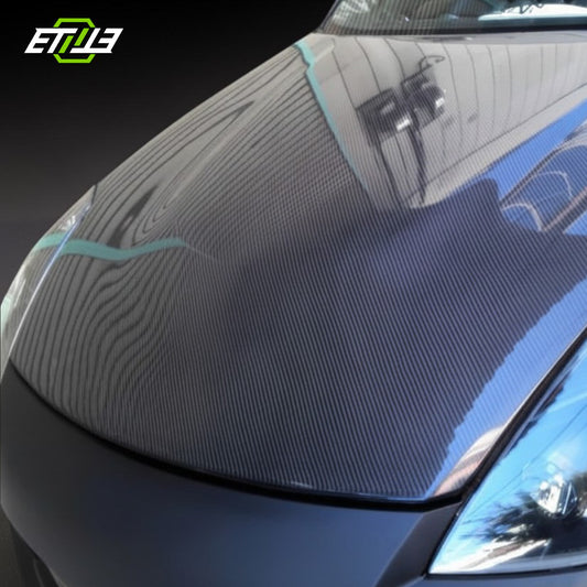 Nissan 350Z MC OEM Style Carbon Fiber Hood | SKU: ETI-HN01046-CF | ID: 10658250653977 | Shopifydevstudio