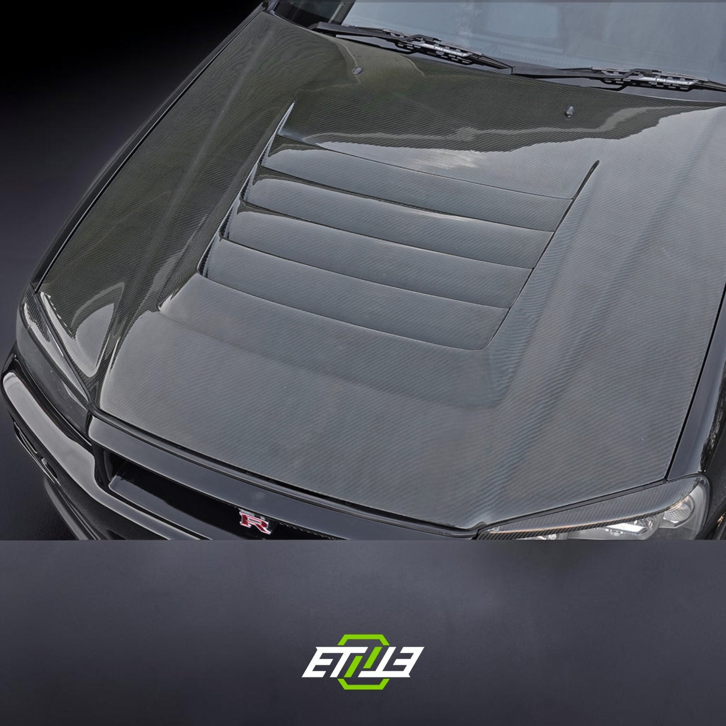 Nissan R34 Nismo Style Carbon Fiber Hood | SKU: ETI-HN00786-CF | ID: 10658250064153 | Shopifydevstudio