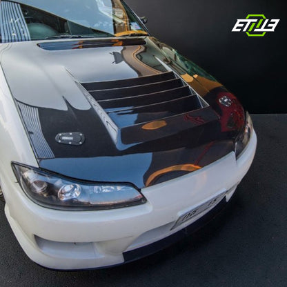 Nissan S15 D-Max Style Carbon Fiber Hood | SKU: ETI-HN01150-CF | ID: 10658249474329 | Shopifydevstudio