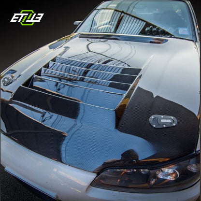 Nissan S15 D-Max Style Carbon Fiber Hood | SKU: ETI-HN01150-CF | ID: 10658249474329 | Shopifydevstudio