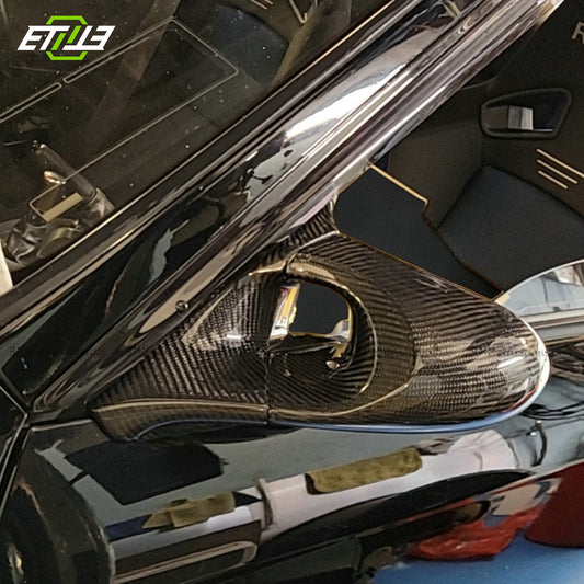 R32 Ganador style side mirrors — carbon fiber weave detail, ETi