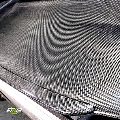 R32 NS hood lip — matte carbon, mounted on hood, ETi