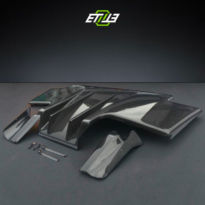 R32 TS rear diffuser Type 2 — carbon fiber, underside view, ETi