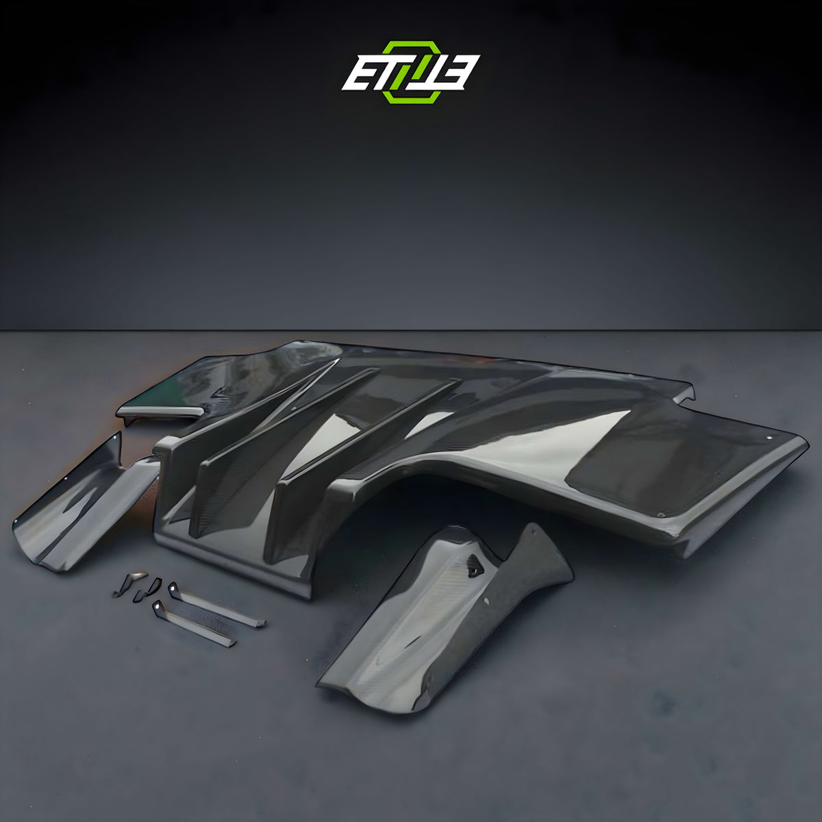 Nissan Skyline R32 GTR TS Carbon Fiber Rear Diffuser Type 2 w/ Metal Fitting Accessories