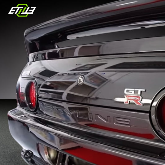 R32 NS trunk spoiler — carbon fiber, fitted on car, ETi