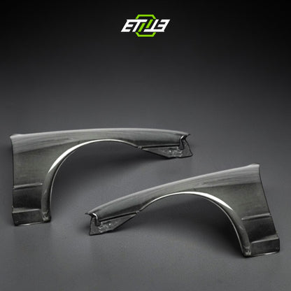 R32 OEM style front fenders — bespoke carbon, front view, ETi