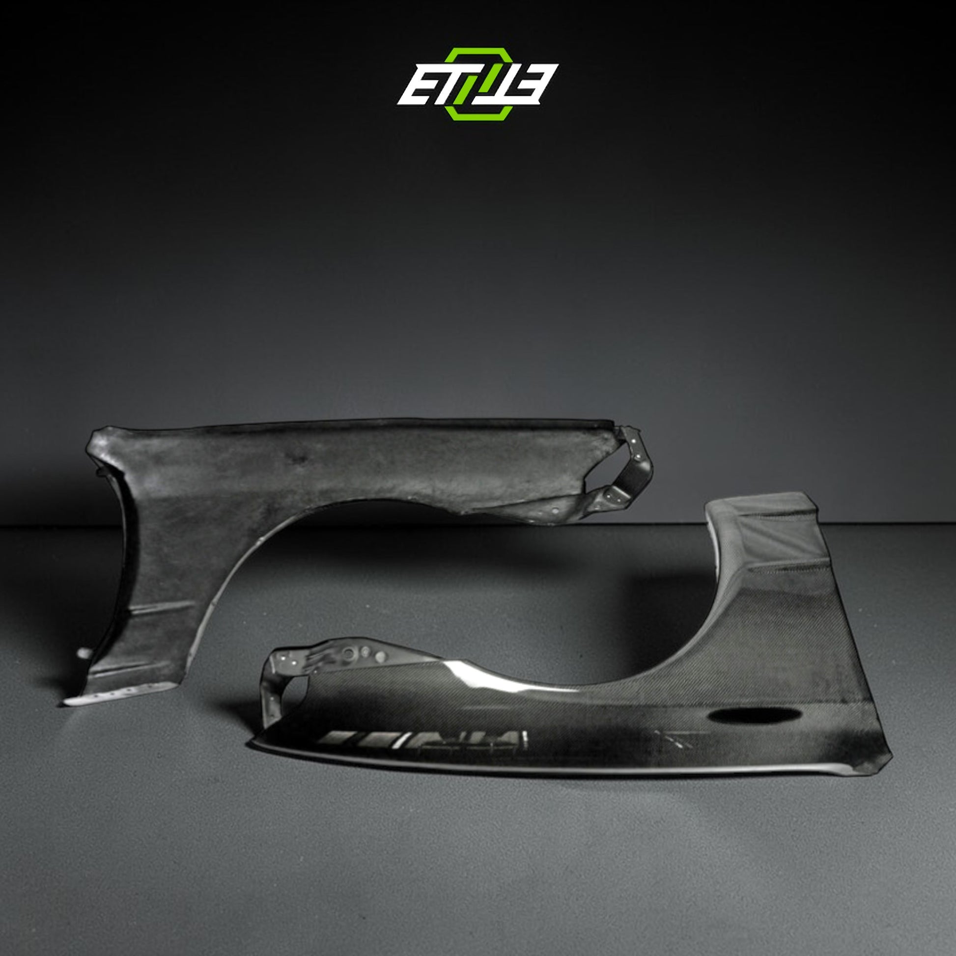 R32 OEM style front fenders — bespoke carbon, fitted on car, ETi