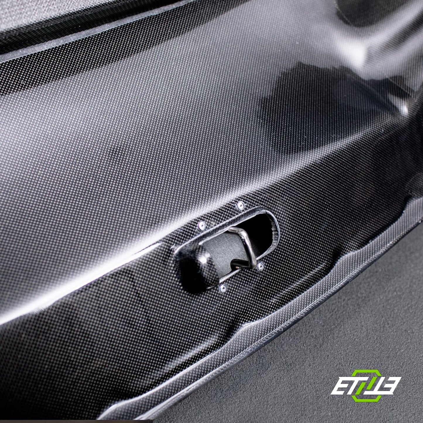 R33 400R style hood — carbon fiber, fitted on car, ETi