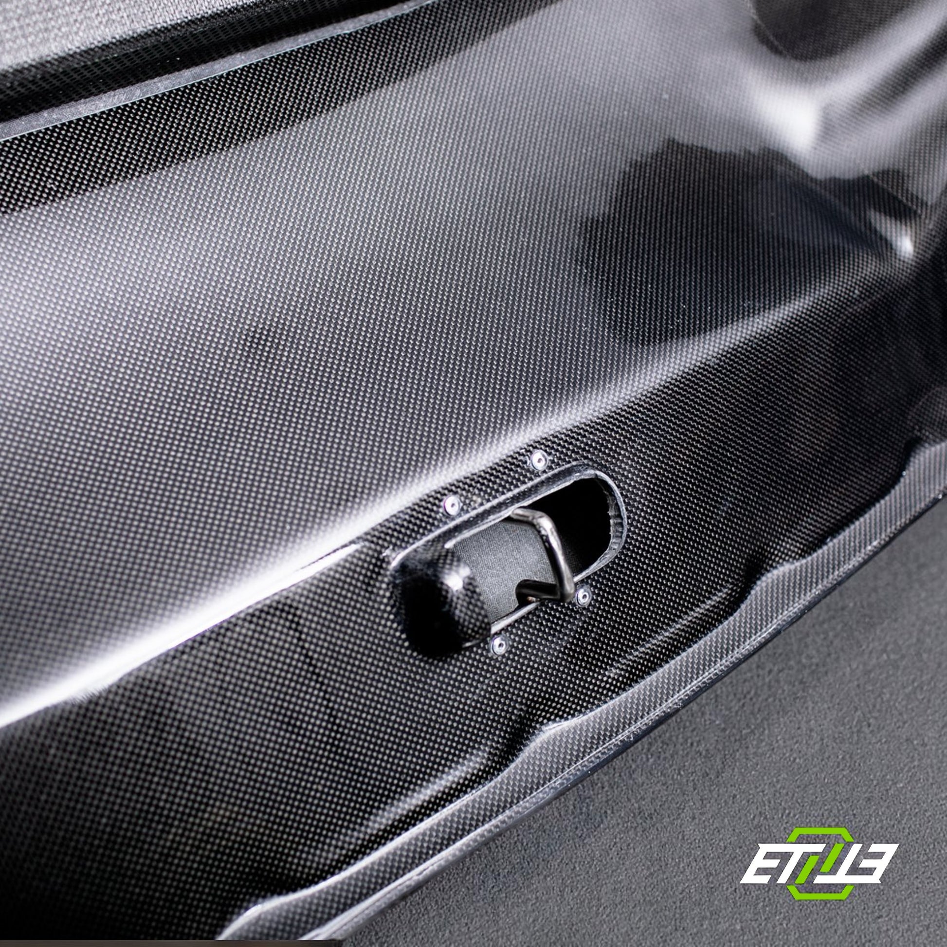 R33 400R style hood — carbon fiber, fitted on car, ETi