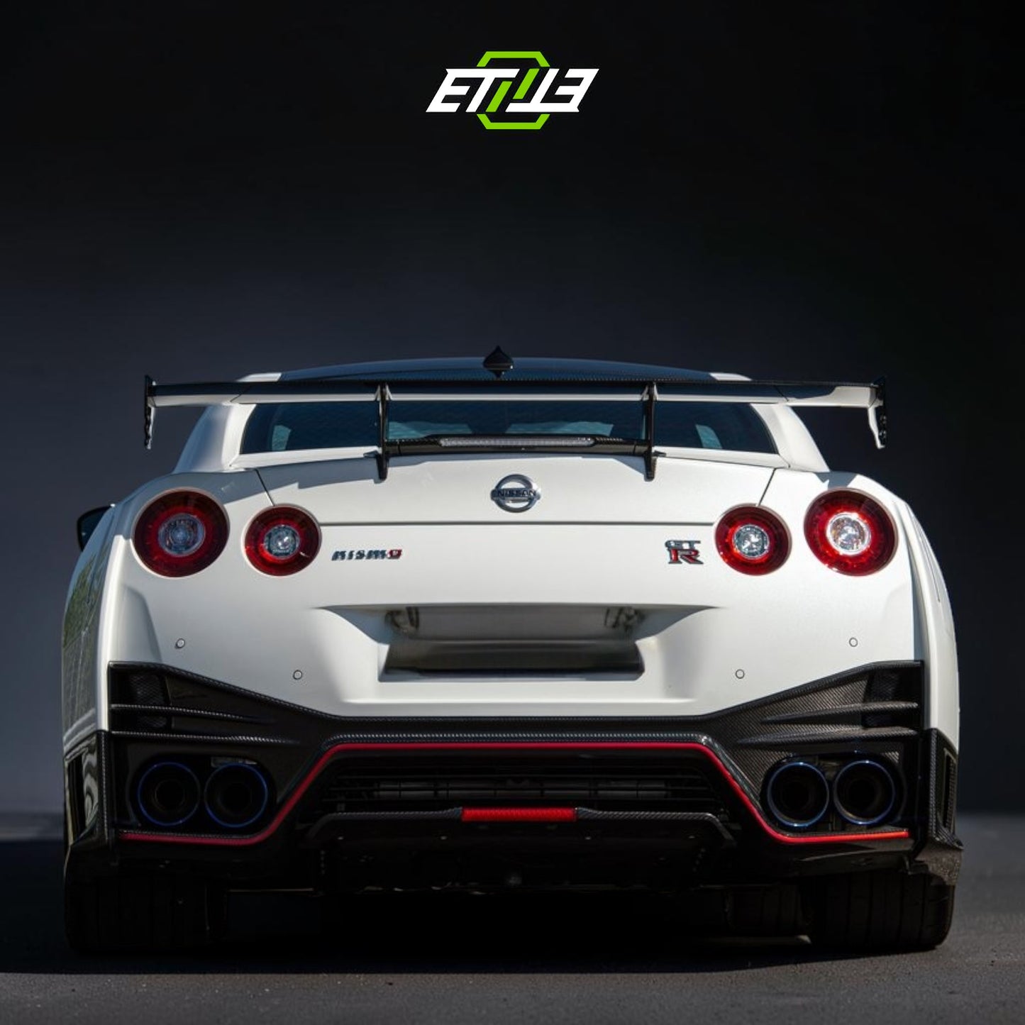 R35 MC Nismo style body kit — bespoke carbon, fitted stance view, ETi