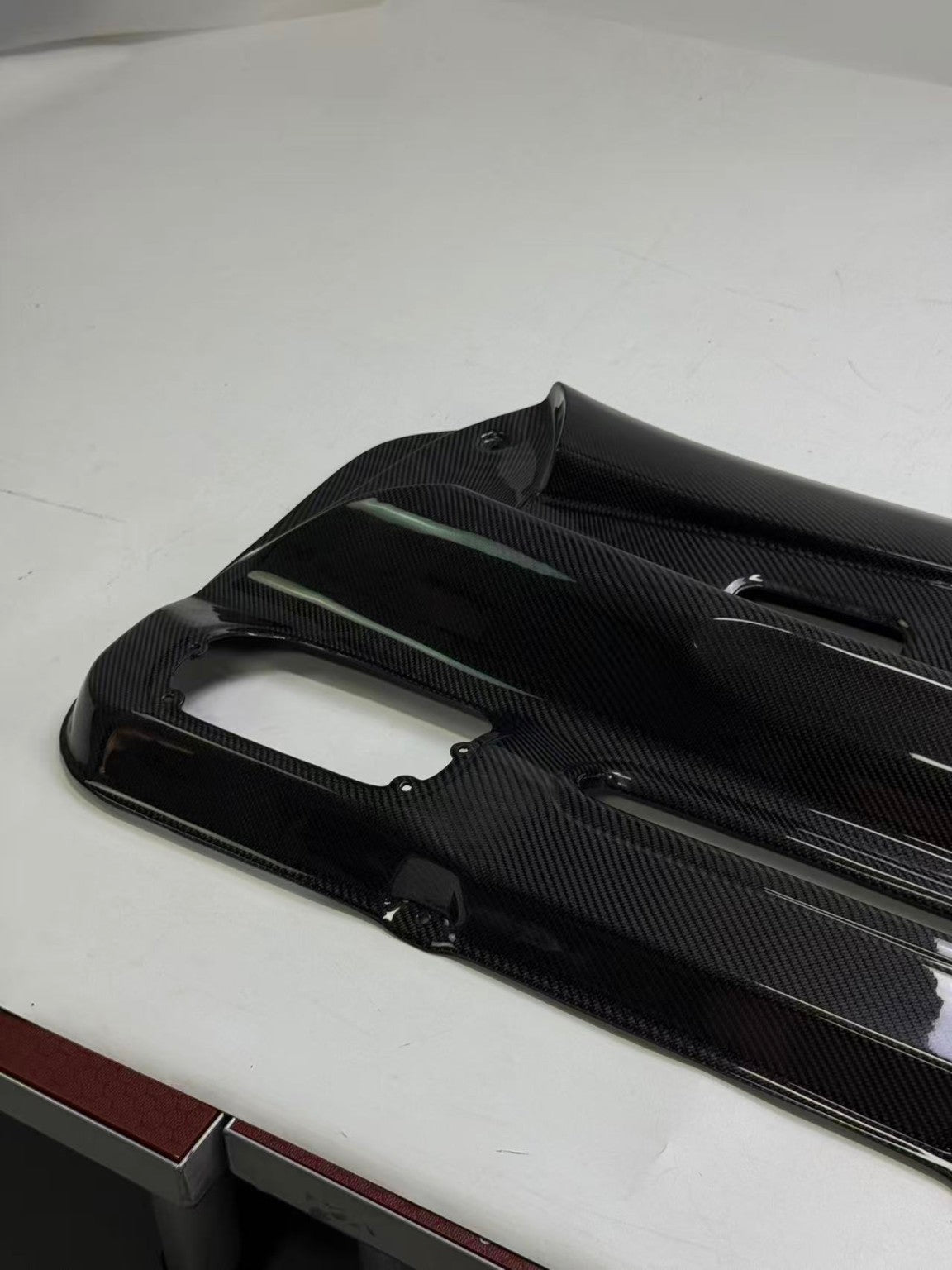 Nissan Skyline R32 carbon fiber door card - molded detail view