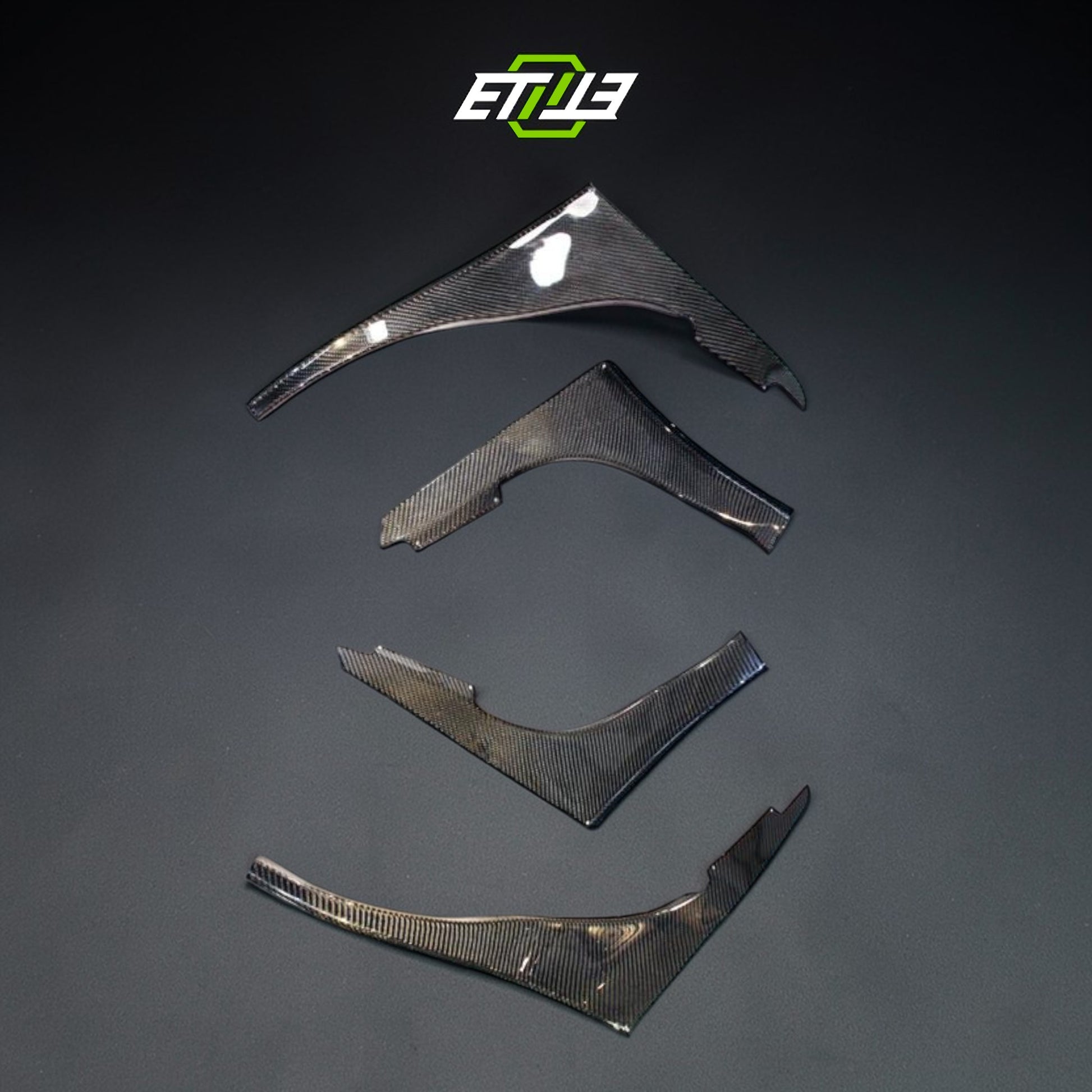 R32 GTR OEM Front Bumper TBO Style Design Canard (4 pcs) | SKU: R32-CF-3 | ID: 10658246164761 | Shopifydevstudio