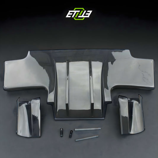 R32 GTR TS Rear Carbon Fiber Diffuser with 2 Middle Fins 4 side Diffuser (7pcs)