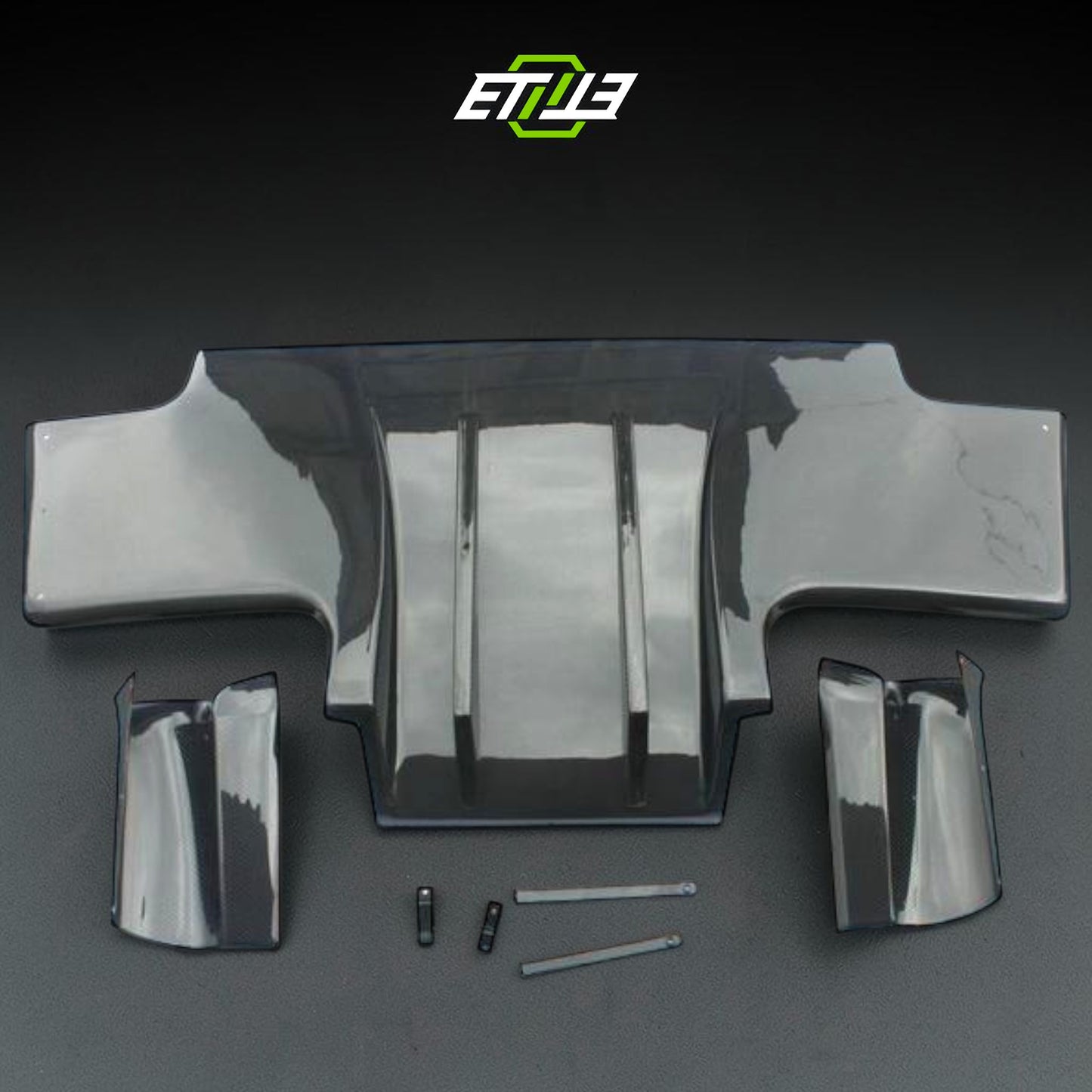 R32 GTR TS Rear Carbon Fiber Diffuser with 2 Middle Fins 4 side Diffuser (7pcs) | SKU: 198-CF-3 | ID: 10658247311641 | Shopifydevstudio
