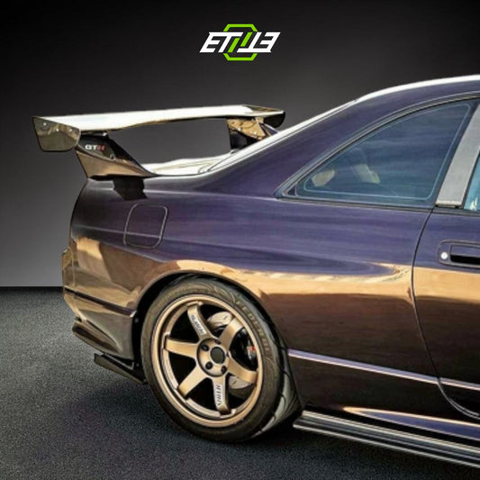 R33 Bee-R GT spoiler wing — bespoke carbon, mounting detail, ETi